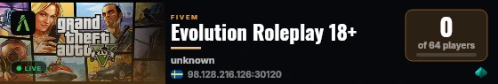 Evolution Roleplay 18+ live status badge