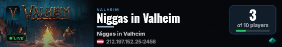 Niggas in Valheim live status badge