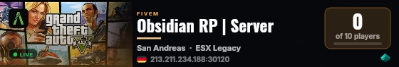 Obsidian RP | Server live status badge
