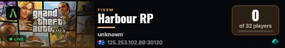 Harbour RP live status badge