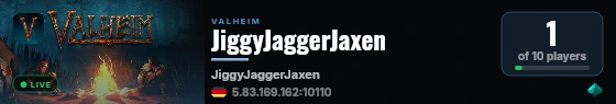 JiggyJaggerJaxen live status badge