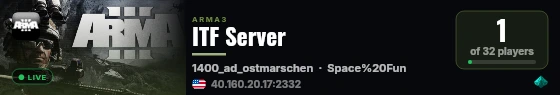 ITF Server live status badge