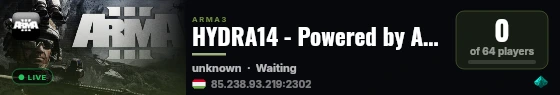 HYDRA14 - Powered by AMP live status badge