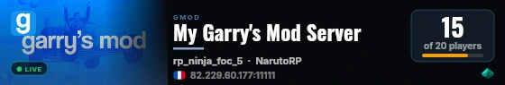 My Garry's Mod Server live status badge