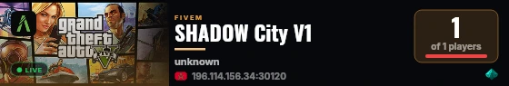 SHADOW City V1 live status badge