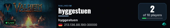 hyggestuen live status badge