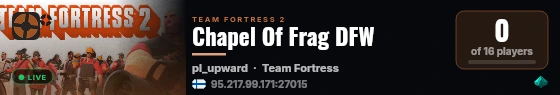 Chapel Of Frag DFW live status badge