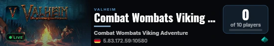Combat Wombats Viking Adventure live status badge