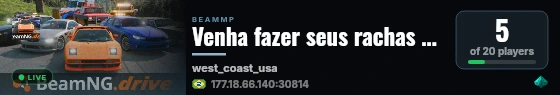 Venha fazer seus rachas - Beamjoy live status badge