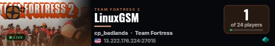 LinuxGSM live status badge