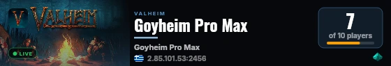 Goyheim Pro Max live status badge