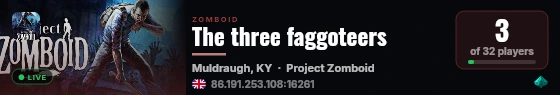 The three faggoteers live status badge