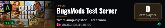 BugsMods Test Server live status badge