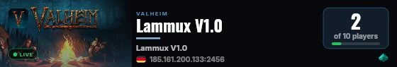 Lammux V1.0 live status badge
