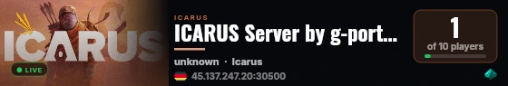 ICARUS Server by g-portal.com live status badge