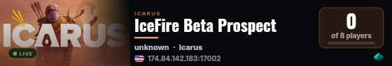 IceFire Beta Prospect live status badge