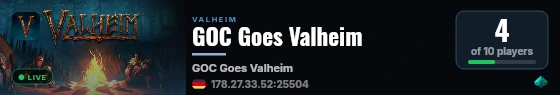 GOC Goes Valheim live status badge