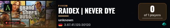 RAIDEX | NEVER DYE live status badge