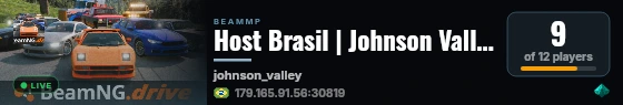 Host Brasil | Johnson Valley live status badge