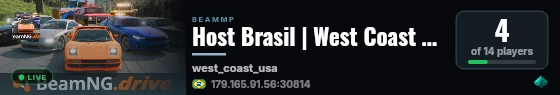 Host Brasil | West Coast USA live status badge