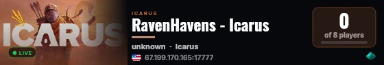 RavenHavens - Icarus live status badge