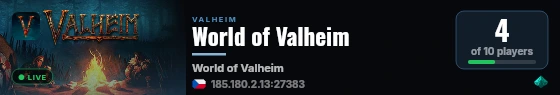 World of Valheim live status badge
