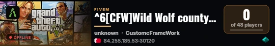 ^6[CFW]Wild Wolf county RP ^5مقاطعة وايلد وولف  live status badge