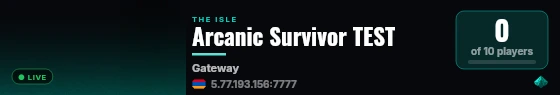 Arcanic Survivor TEST live status badge