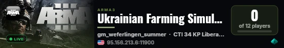 Ukrainian Farming Simulator 2024 live status badge