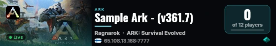 Sample Ark - (v361.7) live status badge