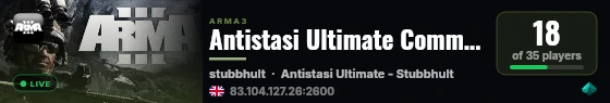 Antistasi Ultimate Community Hardcore Server live status badge