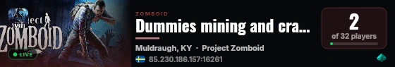 Dummies mining and crafting in PZ live status badge