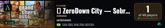 🔴 ZeroDown City — Sobrevivência Zombie no FiveM Brasil live status badge