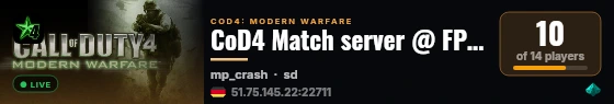 CoD4 Match server @ FPSChallenge.eu live status badge