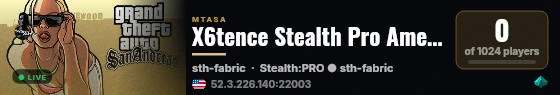 X6tence Stealth Pro America Latina live status badge