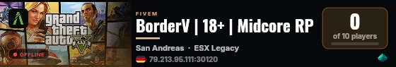 BorderV | 18+ | Midcore RP live status badge