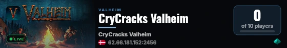 CryCracks Valheim live status badge