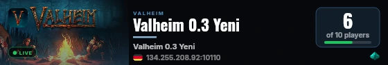 Valheim 0.3 Yeni live status badge