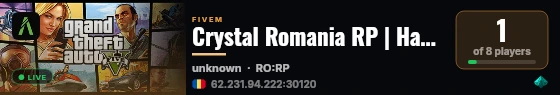 Crystal Romania RP | Hard RP | Economie Realistica live status badge