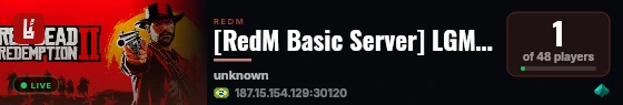 [RedM Basic Server] LGMTestBurt live status badge