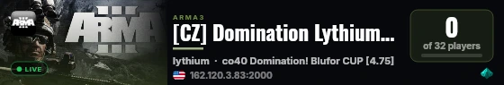 [CZ] Domination Lythium CUP|RHS|FIR|USAF live status badge