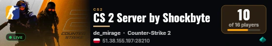 CS 2 Server by Shockbyte live status badge
