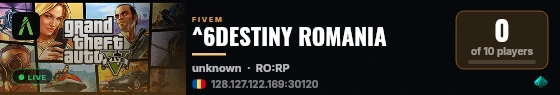 ^6DESTINY ROMANIA live status badge