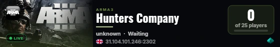 Hunters Company live status badge
