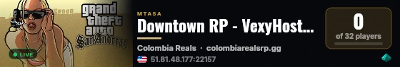 Downtown RP - VexyHost Premade Setup live status badge