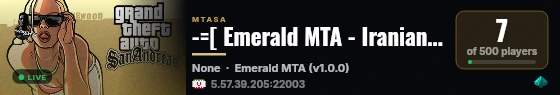 -=[ Emerald MTA - Iranian RP/RPG Server ]=- live status badge