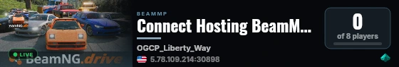 Connect Hosting BeamMP Server live status badge