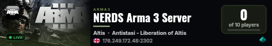 NERDS Arma 3 Server live status badge