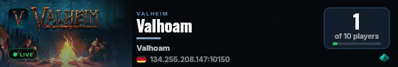 Valhoam live status badge