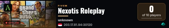 Nexotis Roleplay live status badge